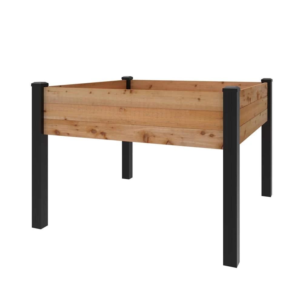 Outdoor Essentials Haven 4 ft. x 4 ft. Natural Cedar Elevated Garden Planter (Tool Free)