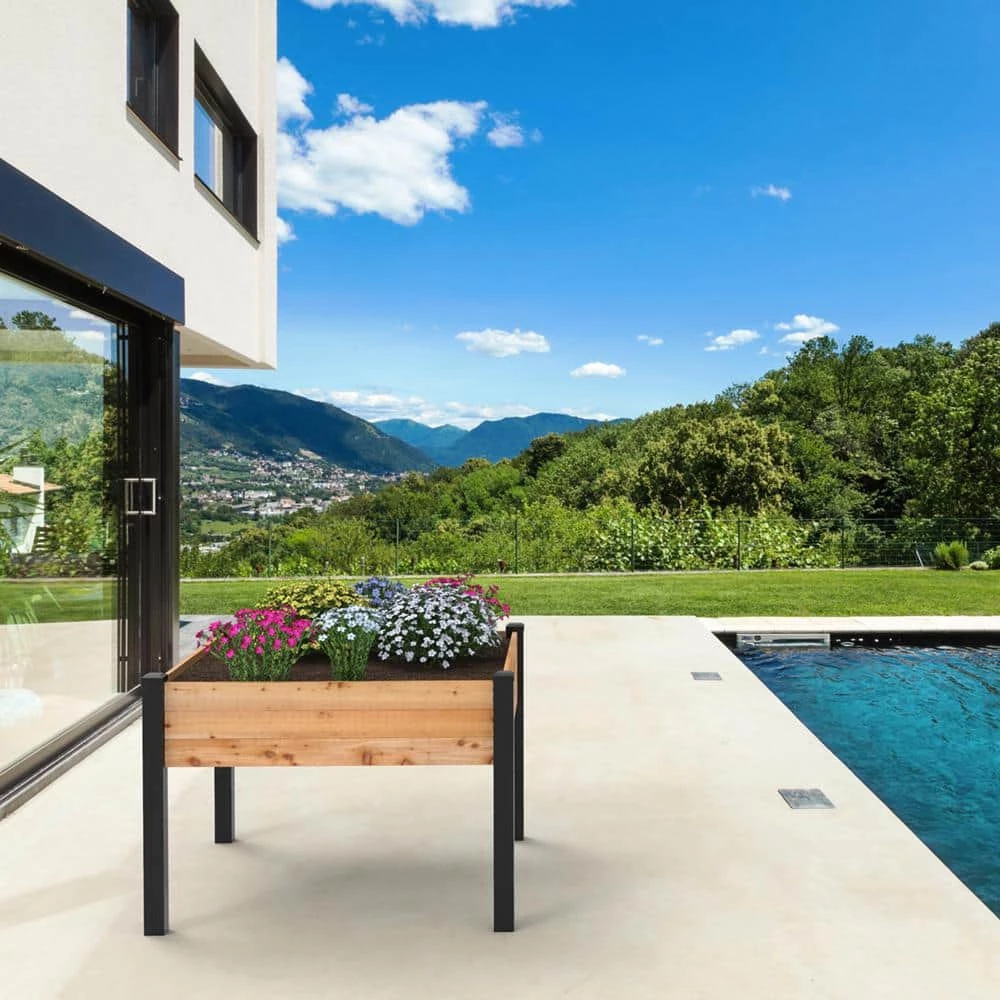 Outdoor Essentials Haven 4 ft. x 4 ft. Natural Cedar Elevated Garden Planter (Tool Free) - Image 2