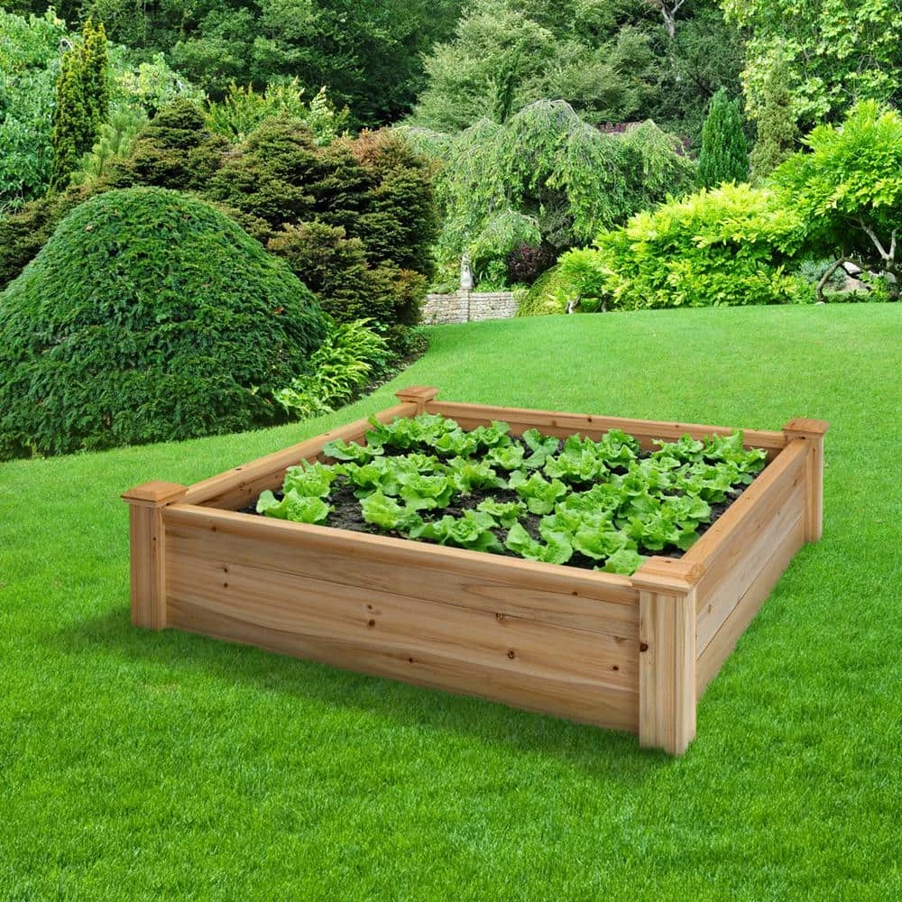 Outdoor Essentials Heirloom 4 ft. x 4 ft. Deluxe Cedar Raised Garden Bed (Tool Free) - Image 3