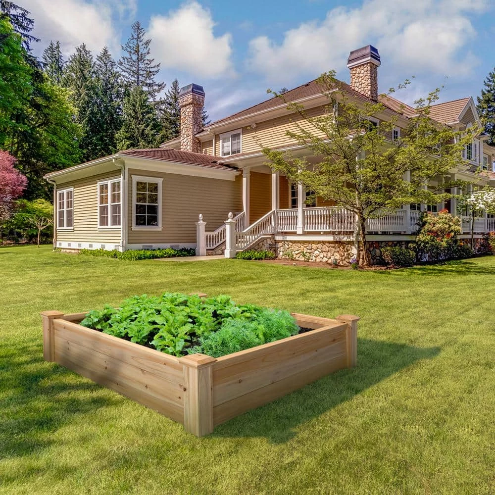 Outdoor Essentials Heirloom 4 ft. x 4 ft. Deluxe Cedar Raised Garden Bed (Tool Free) - Image 2