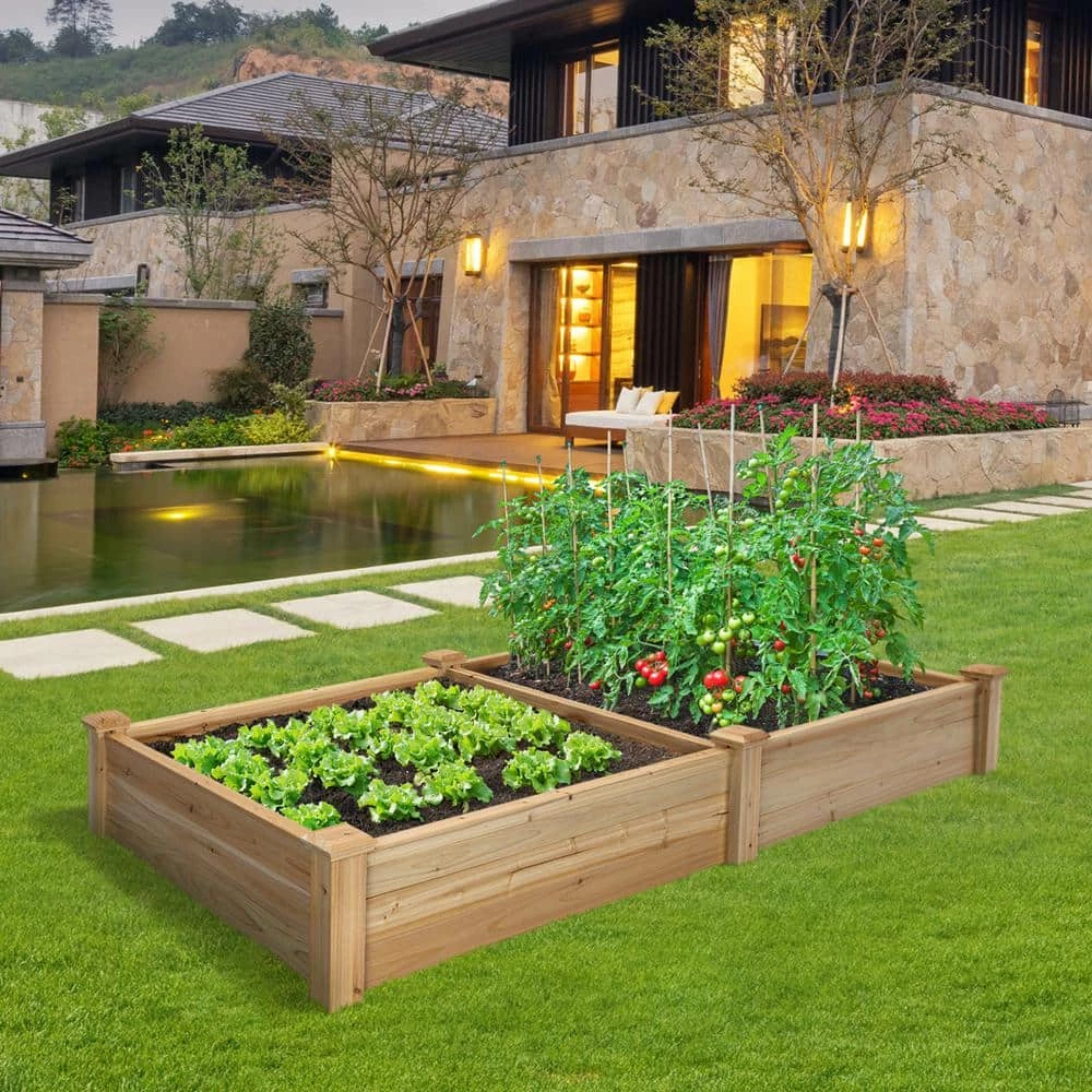 Outdoor Essentials Heirloom 4 ft. x 8 ft. Deluxe Natural Cedar Raised Garden Bed (Tool Free) - Image 5