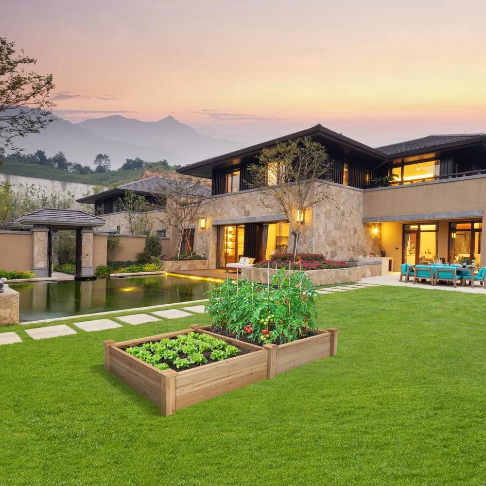 Outdoor Essentials Heirloom 4 ft. x 8 ft. Deluxe Natural Cedar Raised Garden Bed (Tool Free) - Image 2