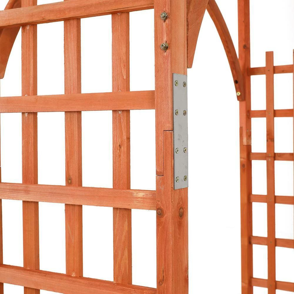 LuxenHome 85.04 in. x 62.99 in. Wood Garden Arbor - Image 5