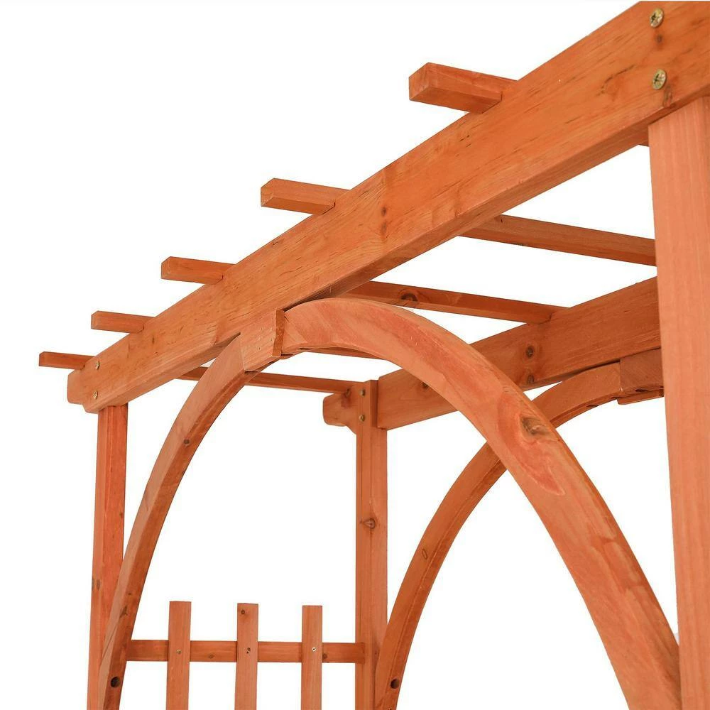 LuxenHome 85.04 in. x 62.99 in. Wood Garden Arbor - Image 8