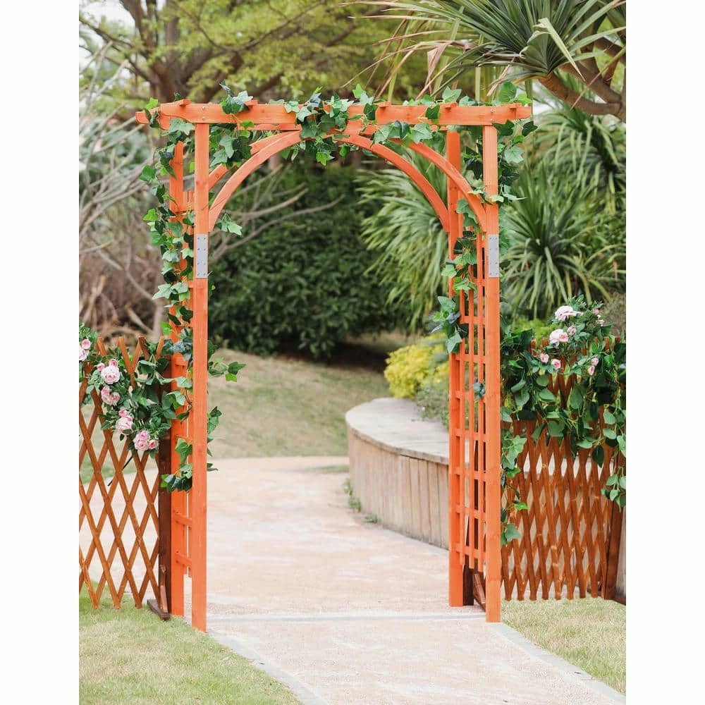 LuxenHome 85.04 in. x 62.99 in. Wood Garden Arbor - Image 2