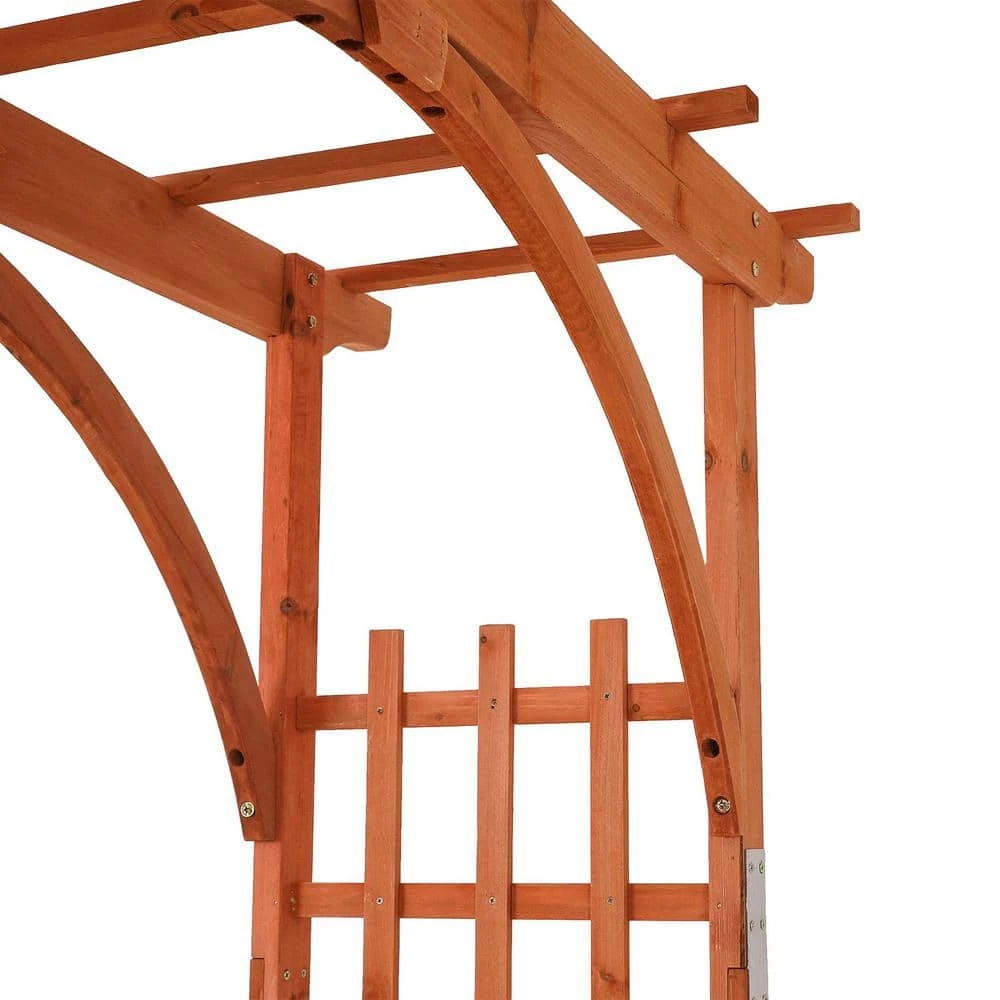 LuxenHome 85.04 in. x 62.99 in. Wood Garden Arbor - Image 7