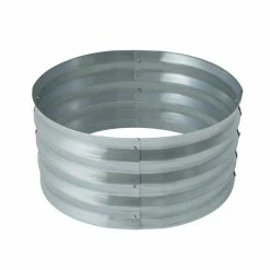 LuxenHome 24 in. Galvanized Metal Round Raised Garden Bed