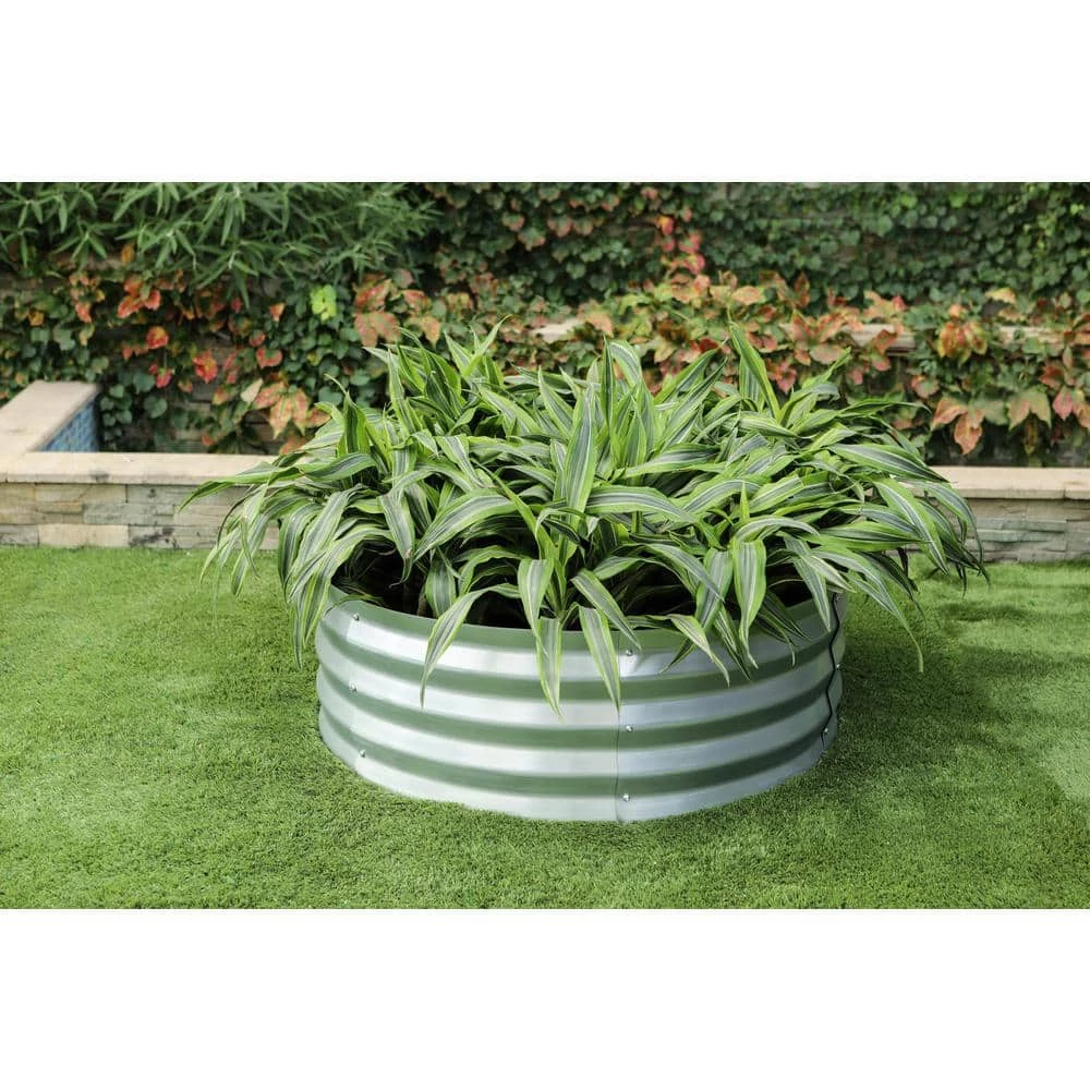 LuxenHome 36 in. Galvanized Metal Round Raised Garden Bed - Image 4