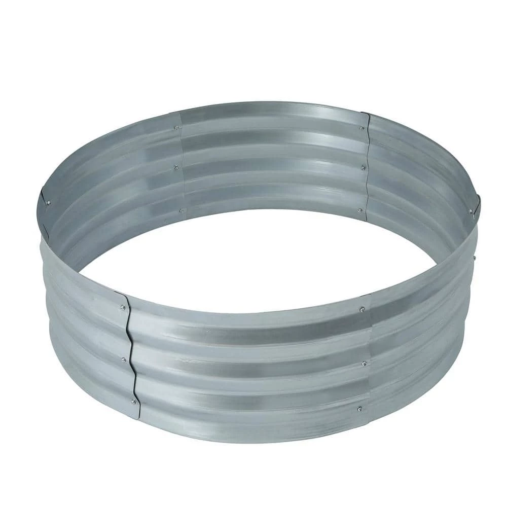 LuxenHome 36 in. Galvanized Metal Round Raised Garden Bed