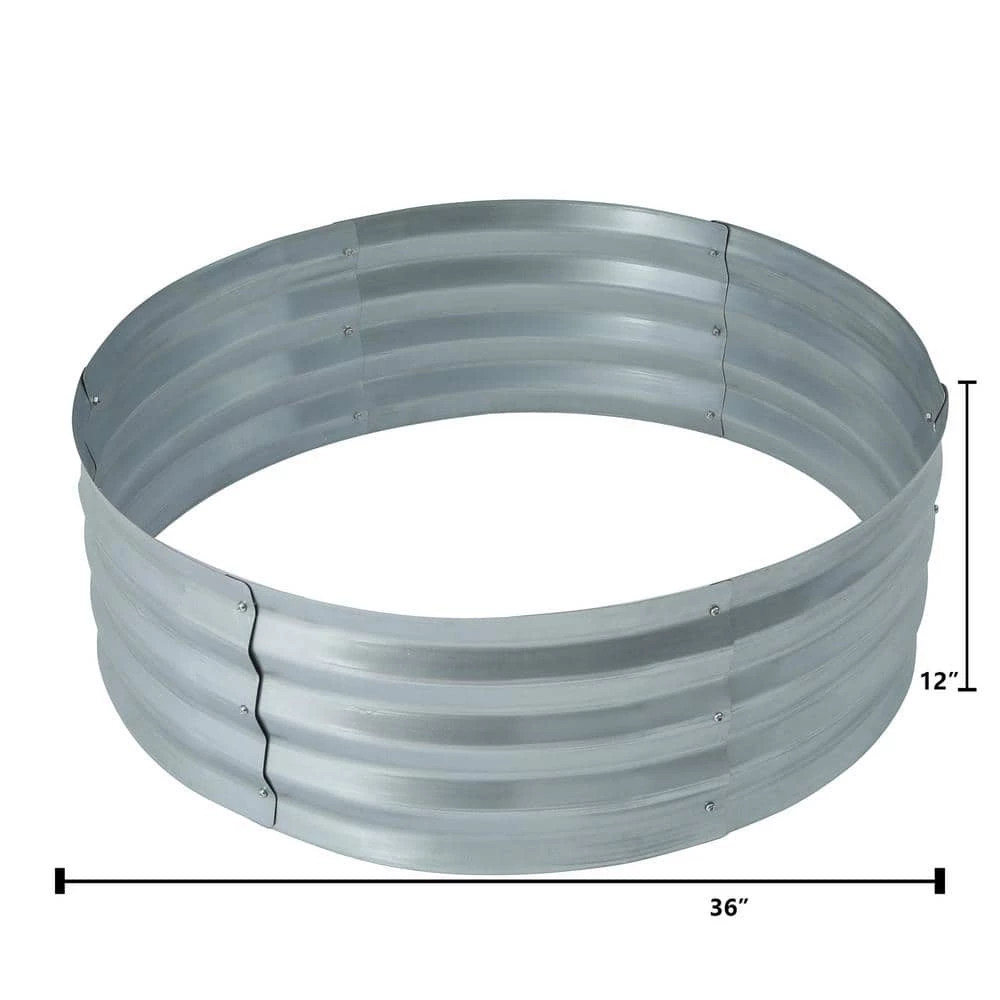 LuxenHome 36 in. Galvanized Metal Round Raised Garden Bed - Image 2