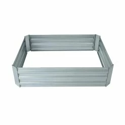 LuxenHome 48 in. Galvanized Metal Rectangular Raised Garden Bed