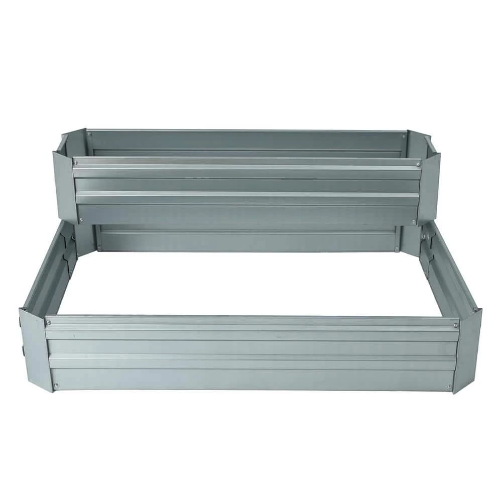 LuxenHome 2-Tier Galvanized Metal Raised Garden Bed
