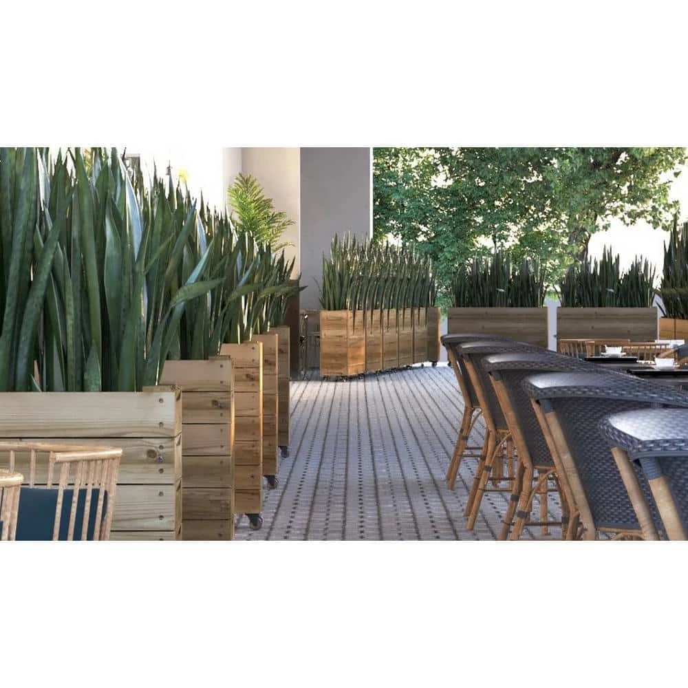 Ejoy 40 in. x 12 in. x 24in. Solid Wood Mobile Planter Barrier in Unfinished Wood Color - Image 2