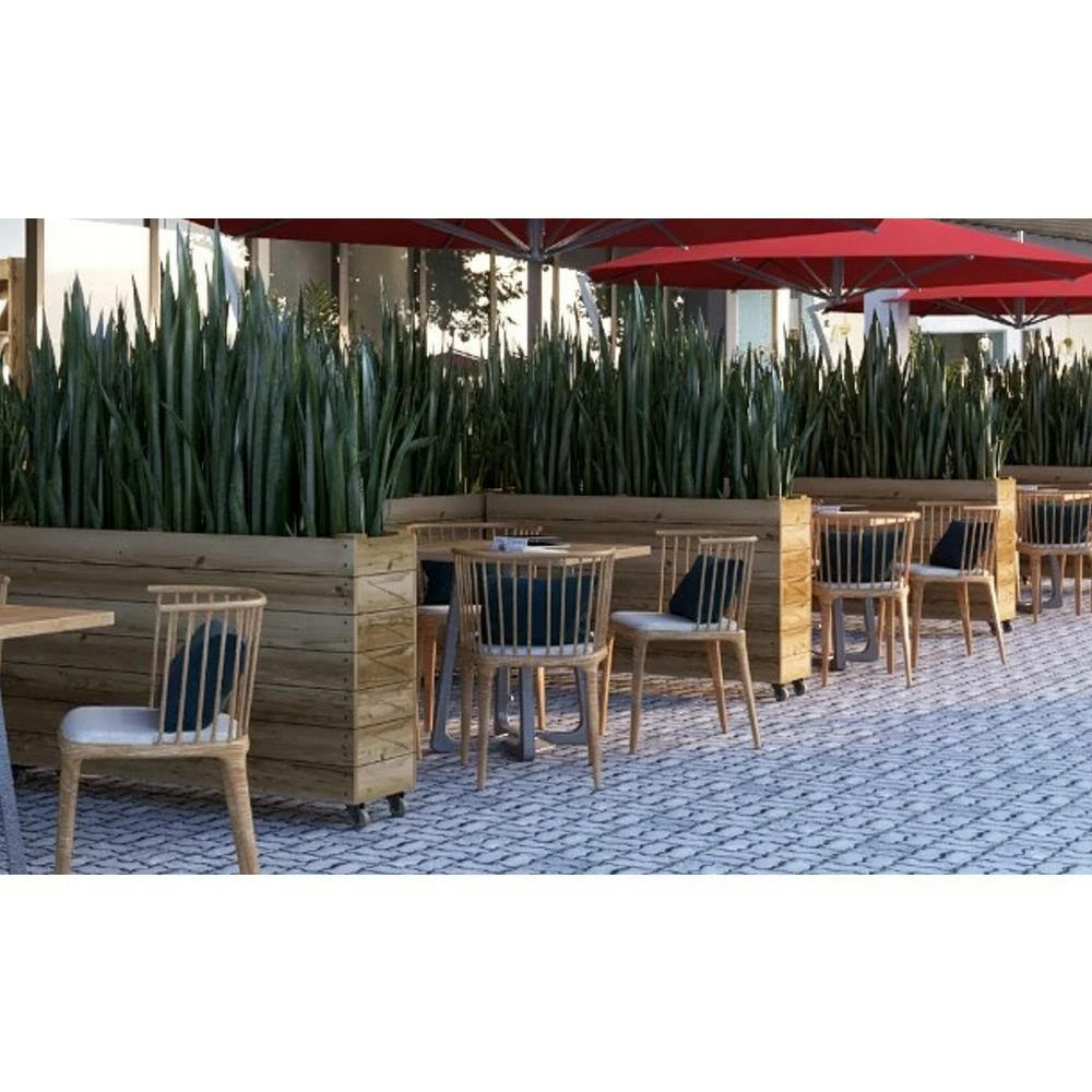 Ejoy 40 in. x 12 in. x 24in. Solid Wood Mobile Planter Barrier in Unfinished Wood Color - Image 10