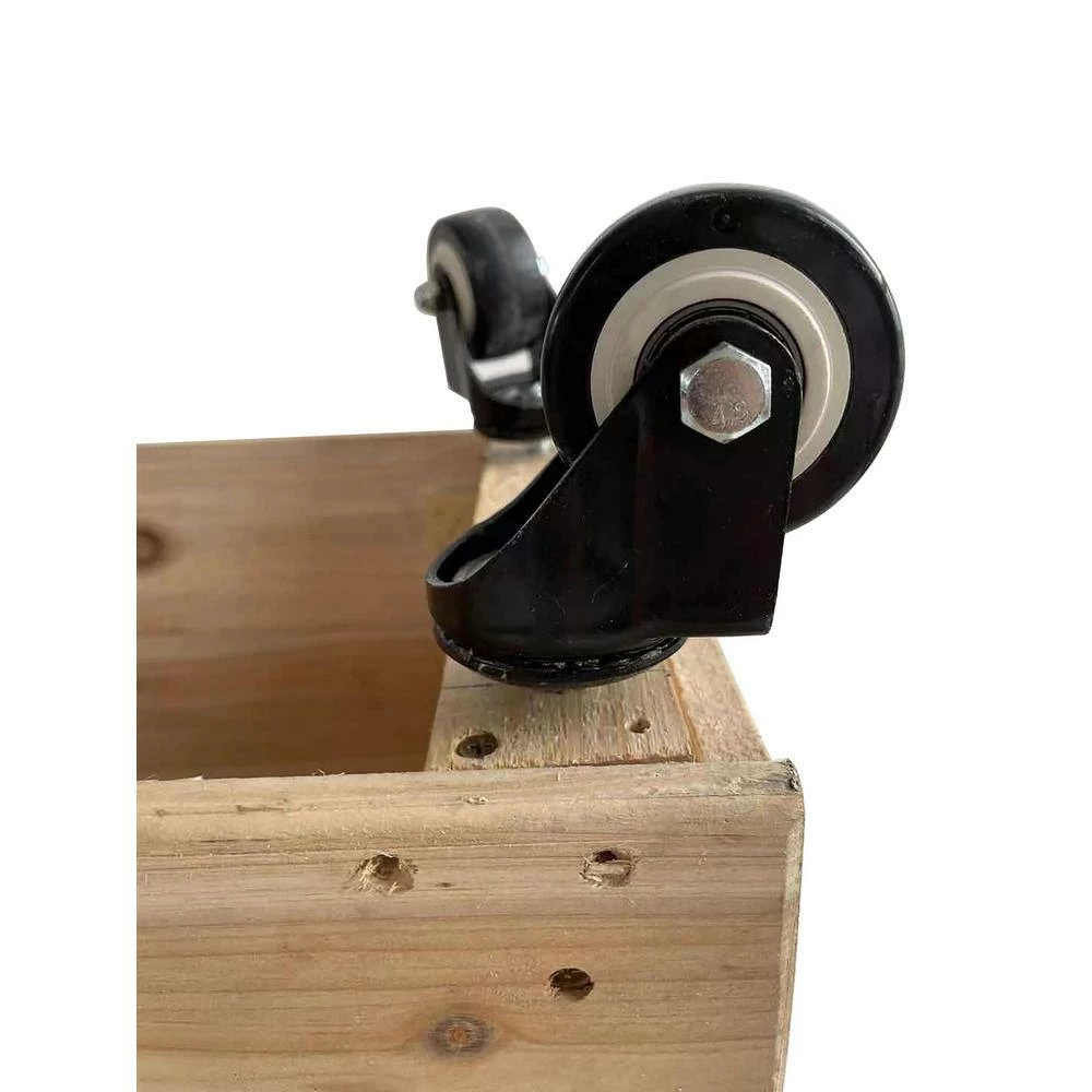 Ejoy 40 in. x 12 in. x 24in. Solid Wood Mobile Planter Barrier in Unfinished Wood Color - Image 7