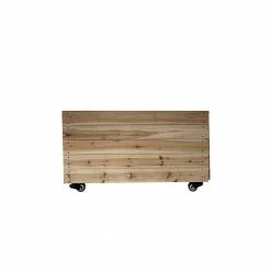 Ejoy 40 in. x 12 in. x 24in. Solid Wood Mobile Planter Barrier in Unfinished Wood Color
