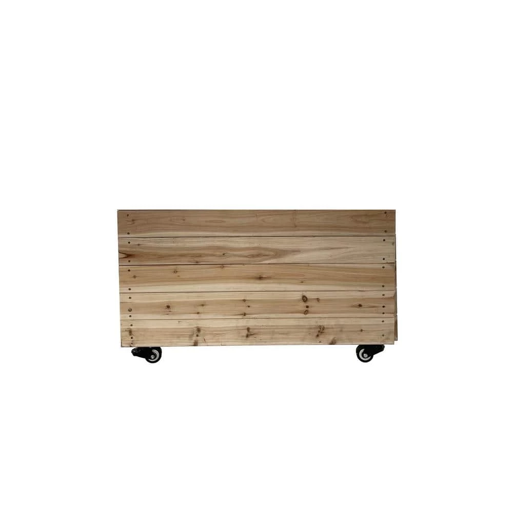 Ejoy 40 in. x 12 in. x 24in. Solid Wood Mobile Planter Barrier in Unfinished Wood Color