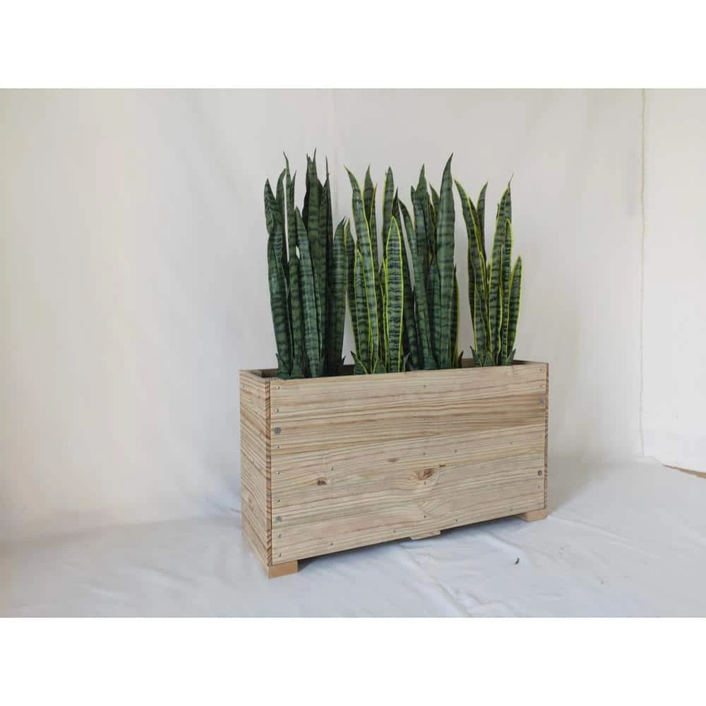 Ejoy 40 in. x 12 in. x 24in. Solid Wood Mobile Planter Barrier in Unfinished Wood Color - Image 3