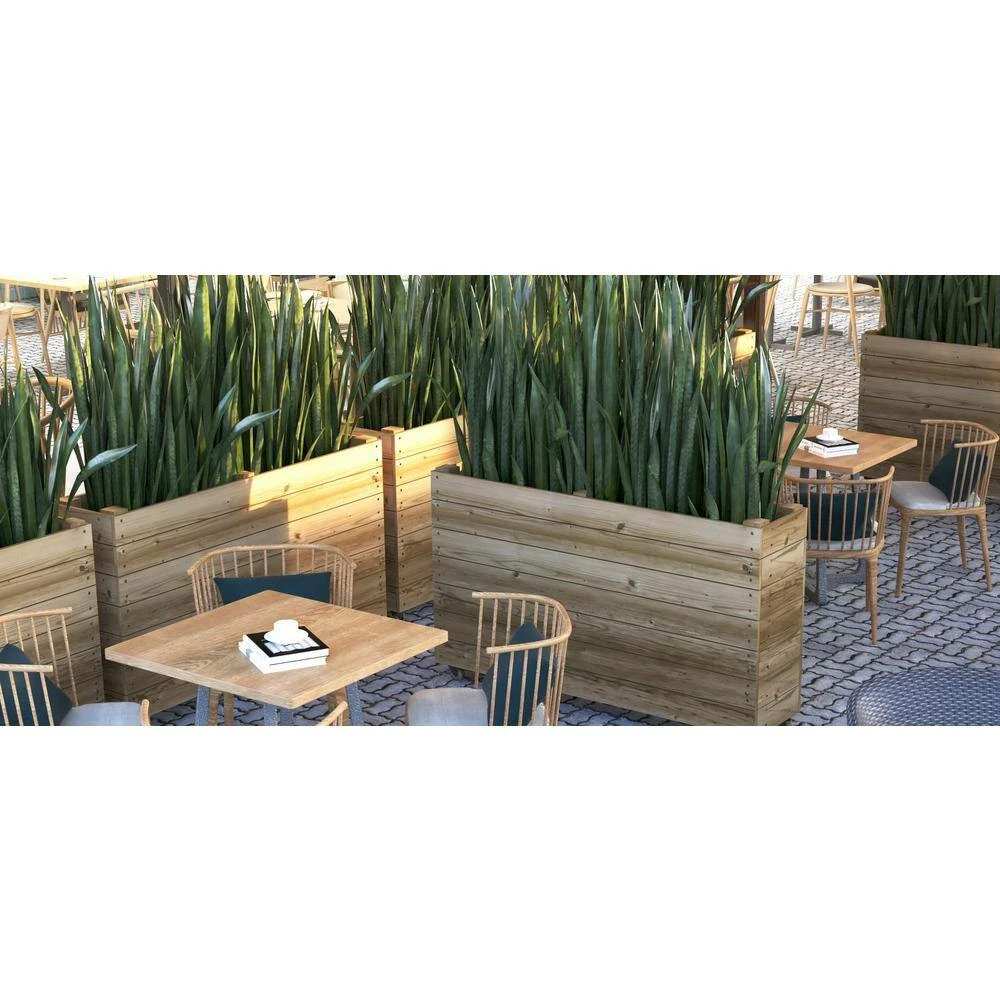 Ejoy 48 in. x 32 in. x 16 in. Solid Wood Mobile Planter Barrier in Unfinished Wood Color - Image 2