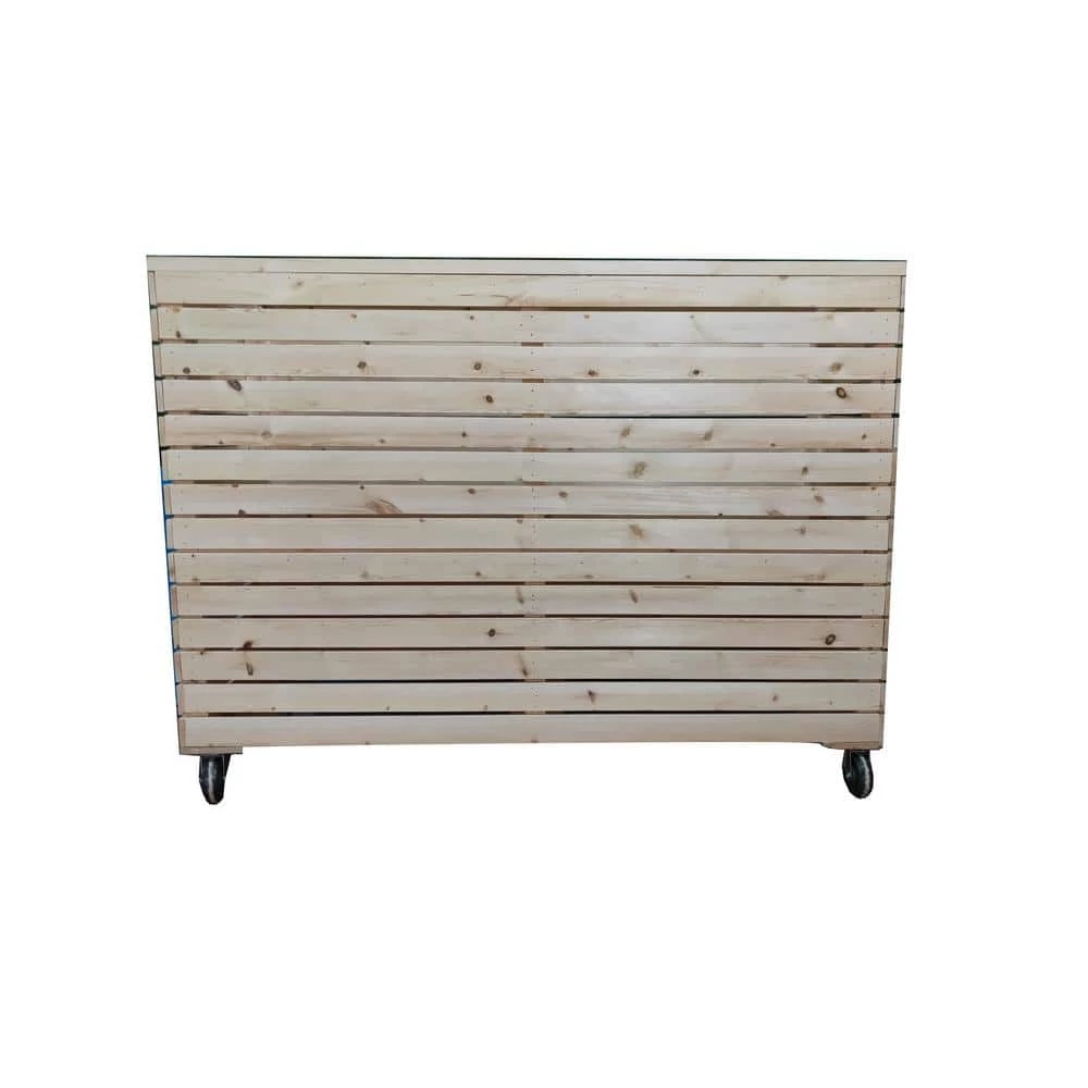 Ejoy 48 in. x 32 in. x 16 in. Solid Wood Mobile Planter Barrier in Unfinished Wood Color