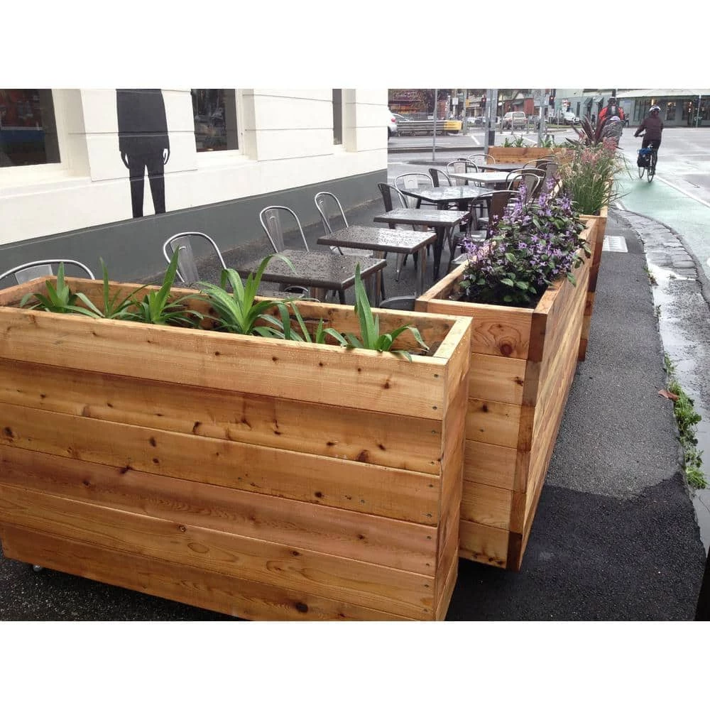 Ejoy 48 in. x 32 in. x 16 in. Solid Wood Mobile Planter Barrier in Unfinished Wood Color - Image 9