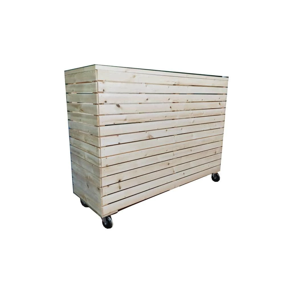 Ejoy 48 in. x 32 in. x 16 in. Solid Wood Mobile Planter Barrier in Unfinished Wood Color - Image 4