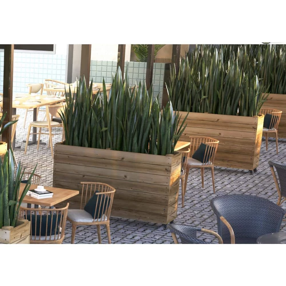 Ejoy 48 in. x 32 in. x 16 in. Solid Wood Mobile Planter Barrier in Unfinished Wood Color - Image 8