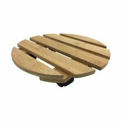 Wagner 11.4 in. Round Bamboo Plant Caddy