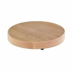 Wagner 10 in. Natural Round Wooden Plant Caddy with No-Show Casters