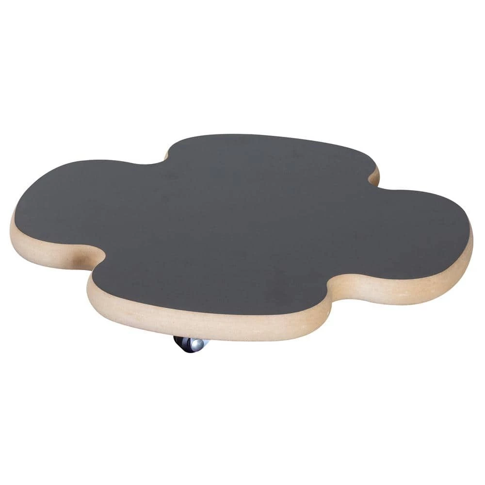 Wagner 13 in. Dia, 1.625 in. H Black Clover Decor Wooden Plant Caddy