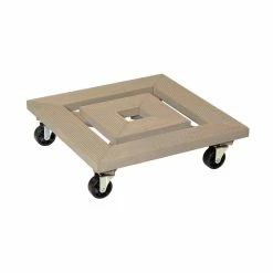 Wagner 13.8 in. Dia, 4 in. H Gray Square Wooden Frame Plant Caddy