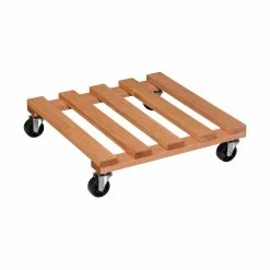 Wagner 15 in. Dia, 3.75 in. H Chestnut Square Pine Plant Caddy