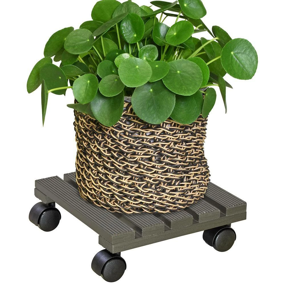 Wagner 9.8 in. Dia, 3.25 in. H Silver Square Poplar Wooden Plant Caddy - Image 2