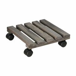 Wagner 11.4 in. Dia, 3.3 in. H Dark Wash Pine Square Wooden Pallet Plant Caddy