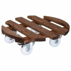 Wagner 17.7 in. Dia, 5 in. H Beech Round Wooden Plant Caddy