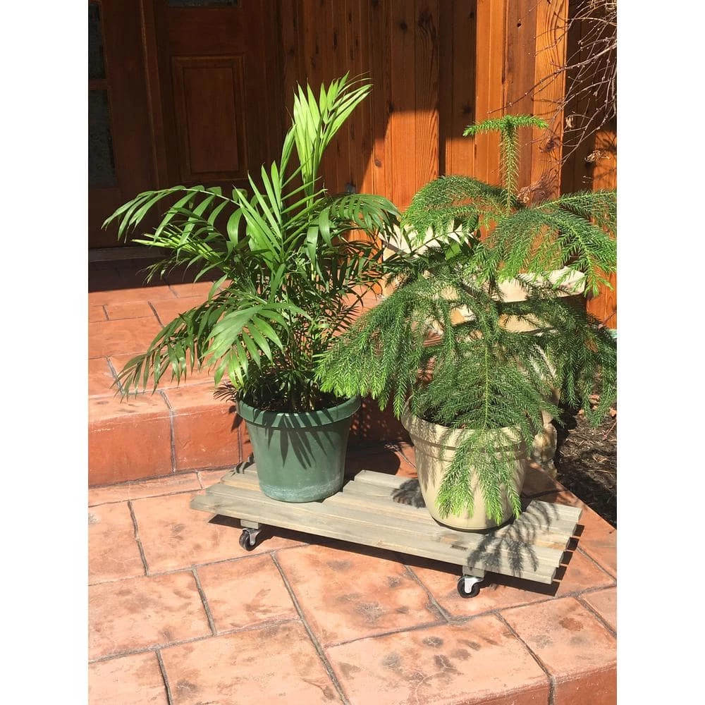 Wagner 31 in. L x 11.5 in. W x 3.4 in. H Gray Vintage Rectangular Wooden Plant Caddy - Image 3