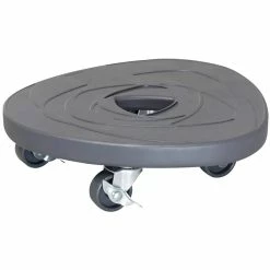 Wagner 11 in. Charcoal Round Swirl Stone Plant Caddy