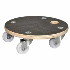 Wagner 11.4 in. Dia, 3.5 in. H Black Small Round MaxiGrip Wooden Plant Caddy