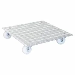 Wagner 18.5 in. Silver Large Square Diamond Plated Aluminum Plant Caddy