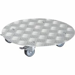 Wagner 15 in. Silver Large Round Diamond Plated Aluminum Plant Caddy