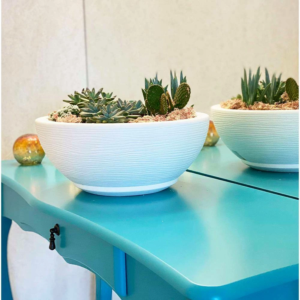 FLORIDIS Amsterdan Small White Resin Planter Bowl - Image 4