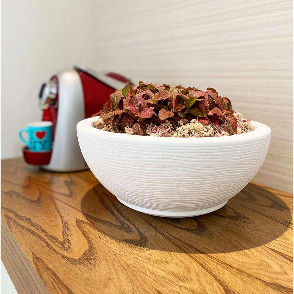 FLORIDIS Amsterdan Small White Resin Planter Bowl - Image 2