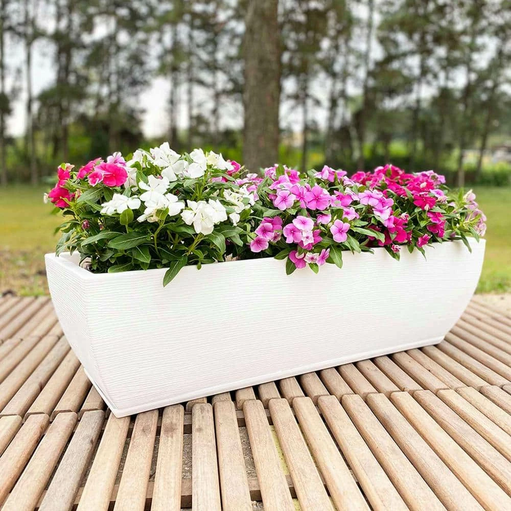 FLORIDIS Amsterdan Large White Resin Floreira Planter Bowl - Image 4