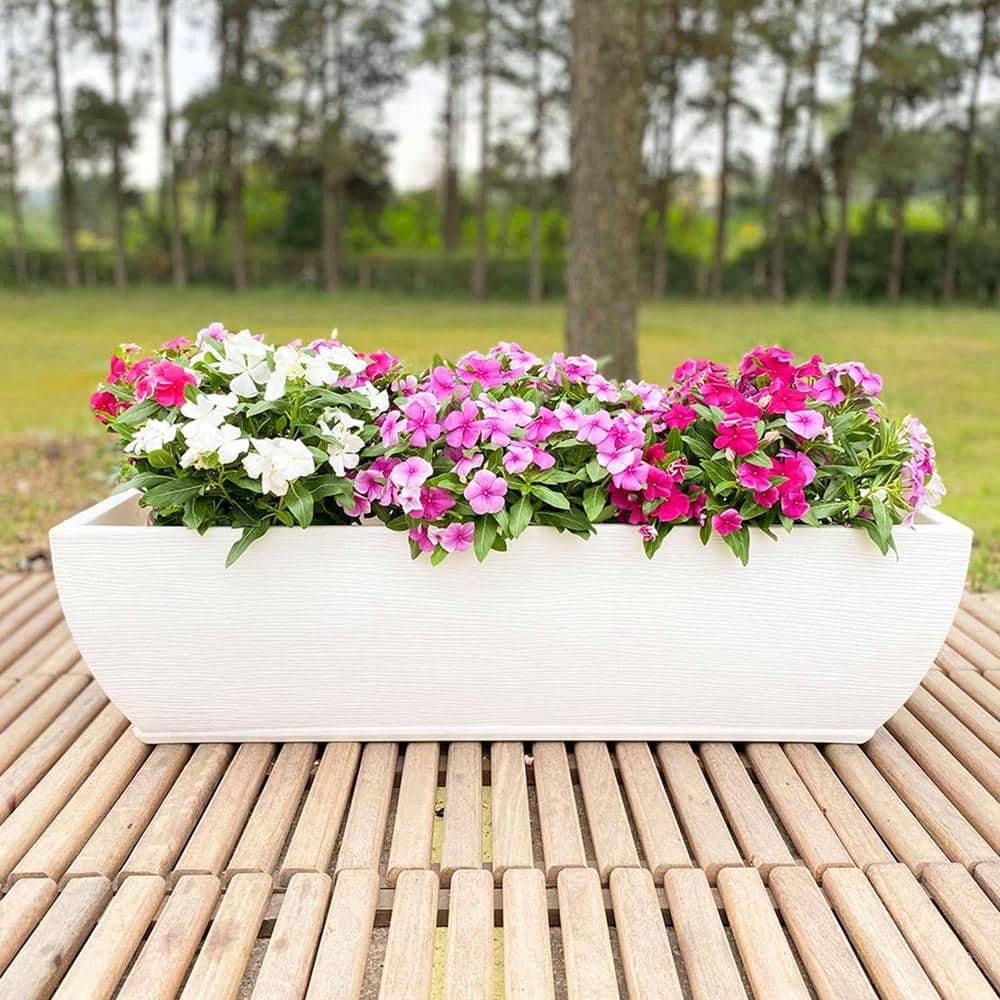 FLORIDIS Amsterdan Large White Resin Floreira Planter Bowl - Image 2