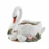 LuxenHome White Resin Swan Planter