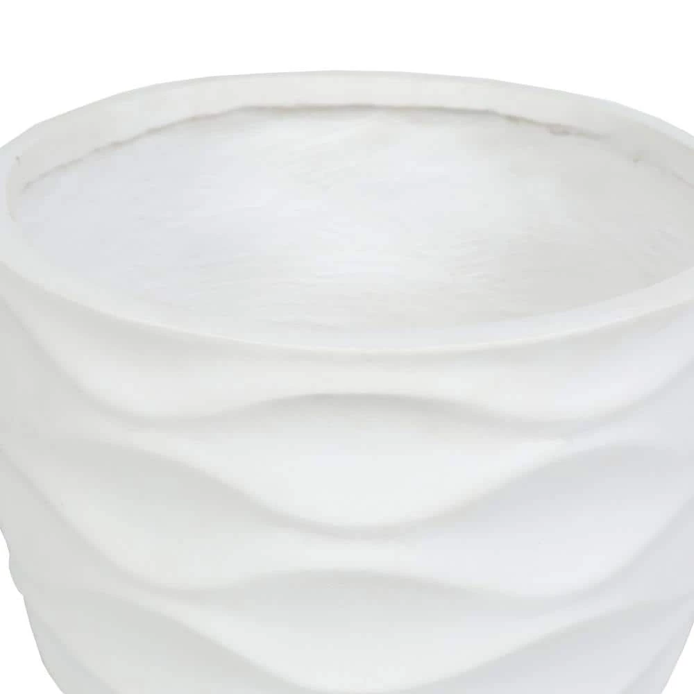 LuxenHome White Wavy Design MgO Fiberclay Planter - Image 4