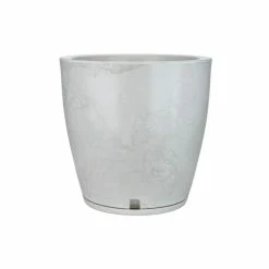 FLORIDIS Amsterdan Large White Marble Effect Resin Planter Bowl