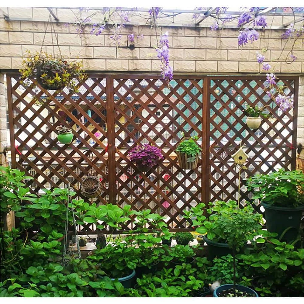 Ejoy 36 in. x 72 in. Wood Trellis Lattice Screen Privacy Fence (Set of 3-Pieces) - Image 2