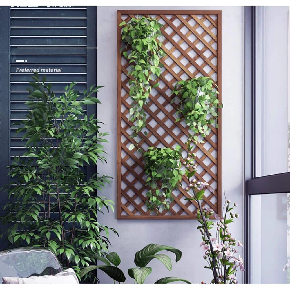 Ejoy 36 in. x 72 in. Wood Trellis Lattice Screen Privacy Fence (Set of 3-Pieces) - Image 7